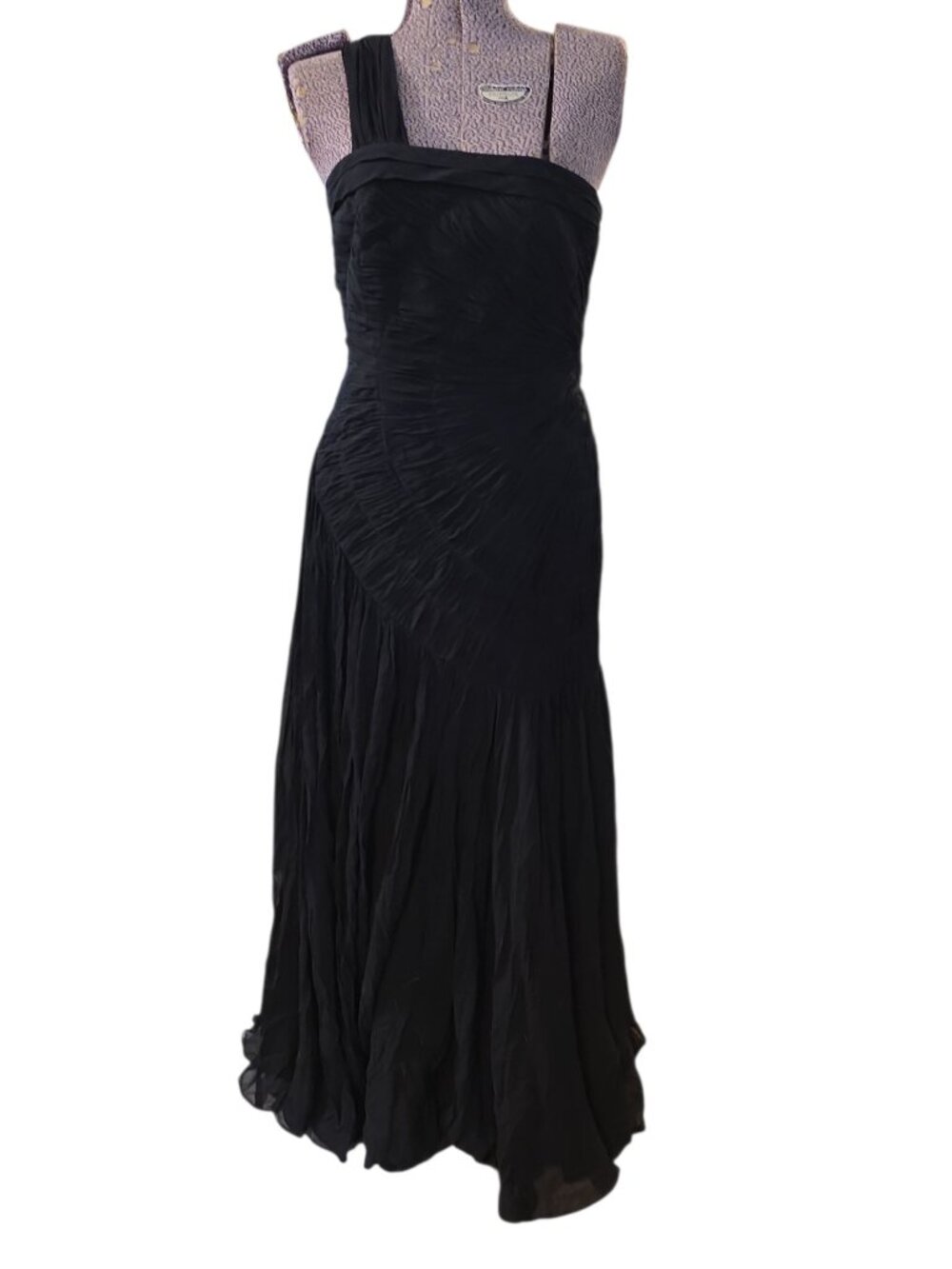 NWT Unworn size 4 Ann Taylor Black Silk Chiffon 1 Shoulder Formal